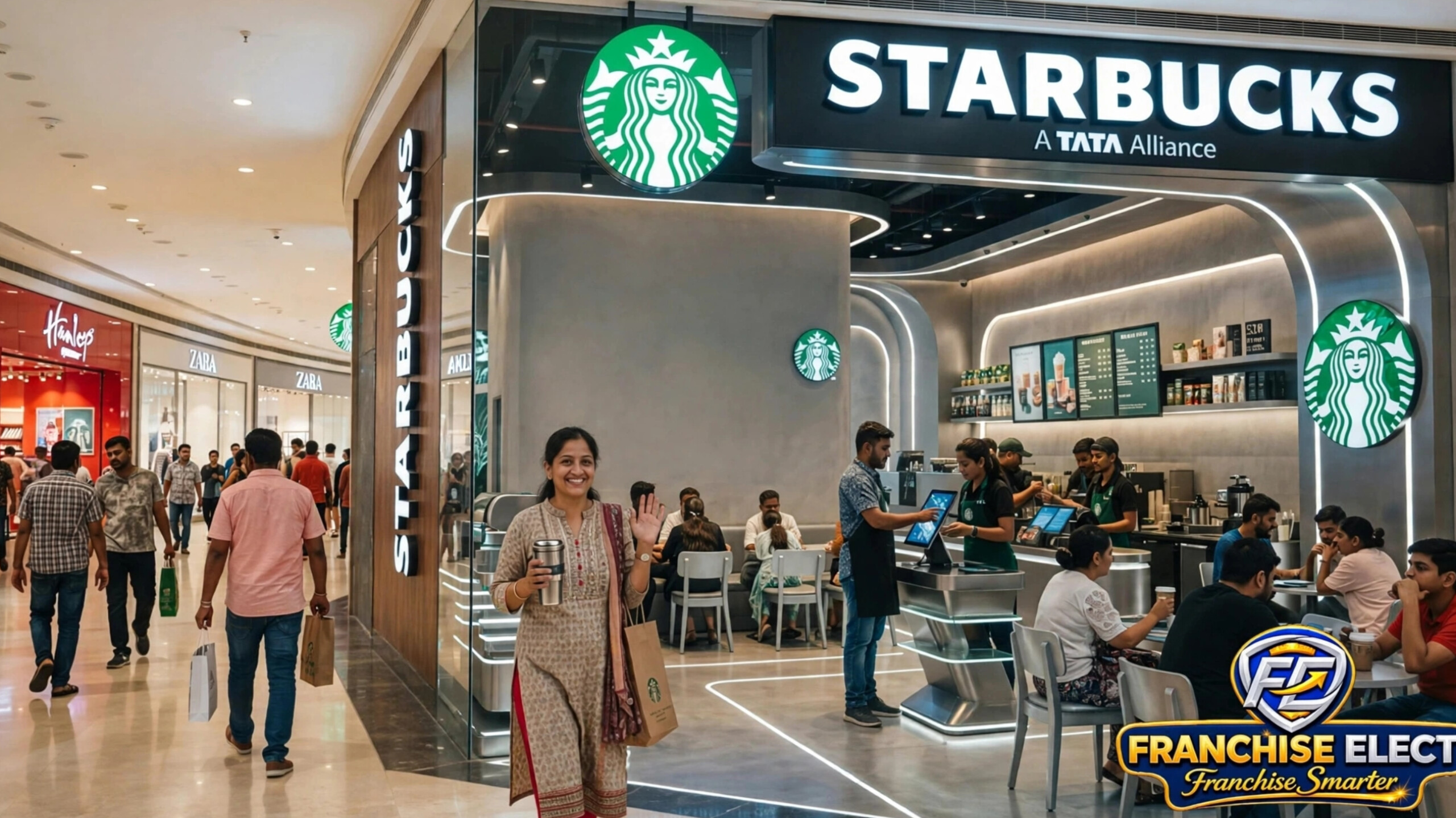 Starbucks opens 528th store in India - ultra modern concept store at DLF Mall of India Noida