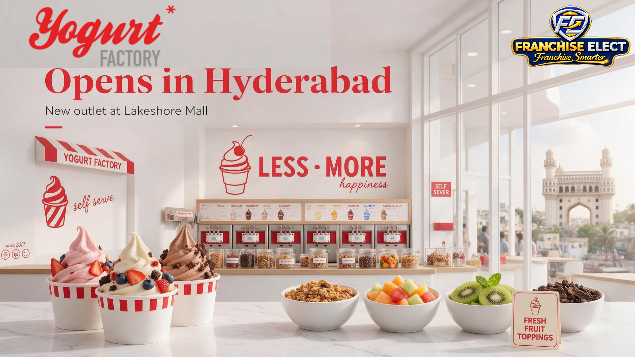 Yogurt Factory frozen yogurt outlet opening at Lakeshore Mall in Hyderabad