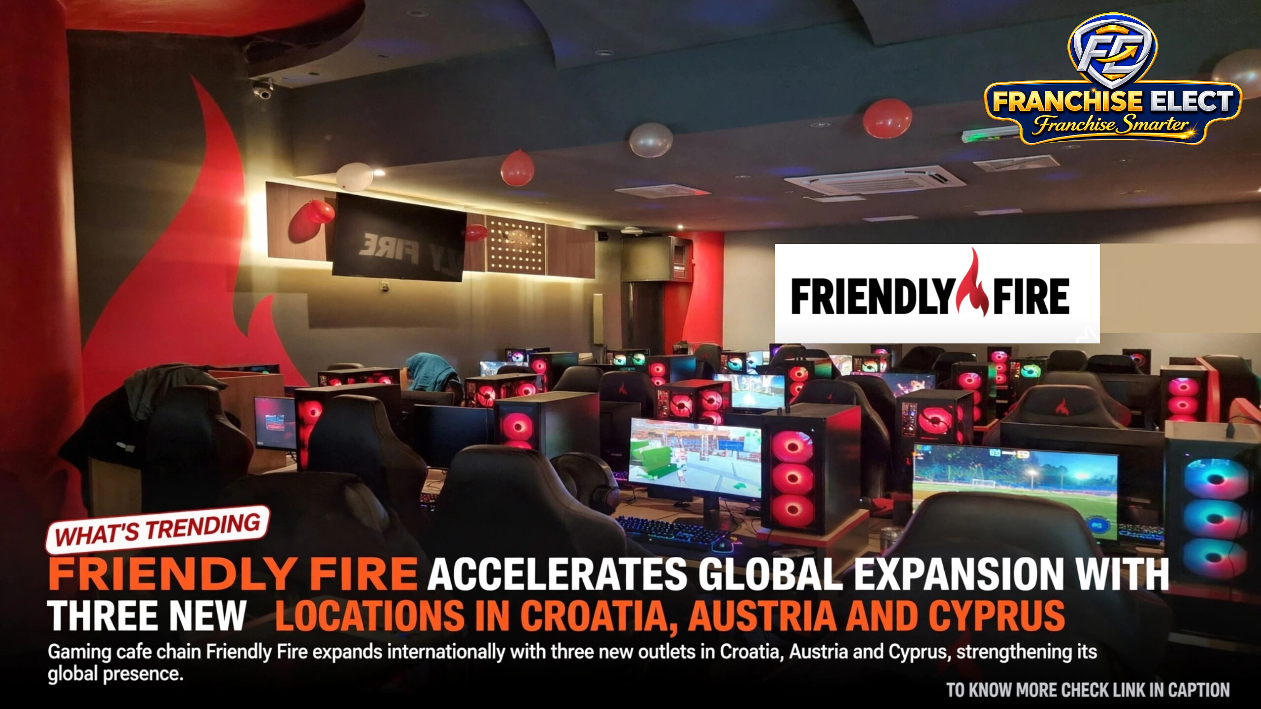 Gaming cafe chain Friendly Fire accelerates global expansion with three new locations in Croatia Austria and Cyprus interior with RGB gaming PCs