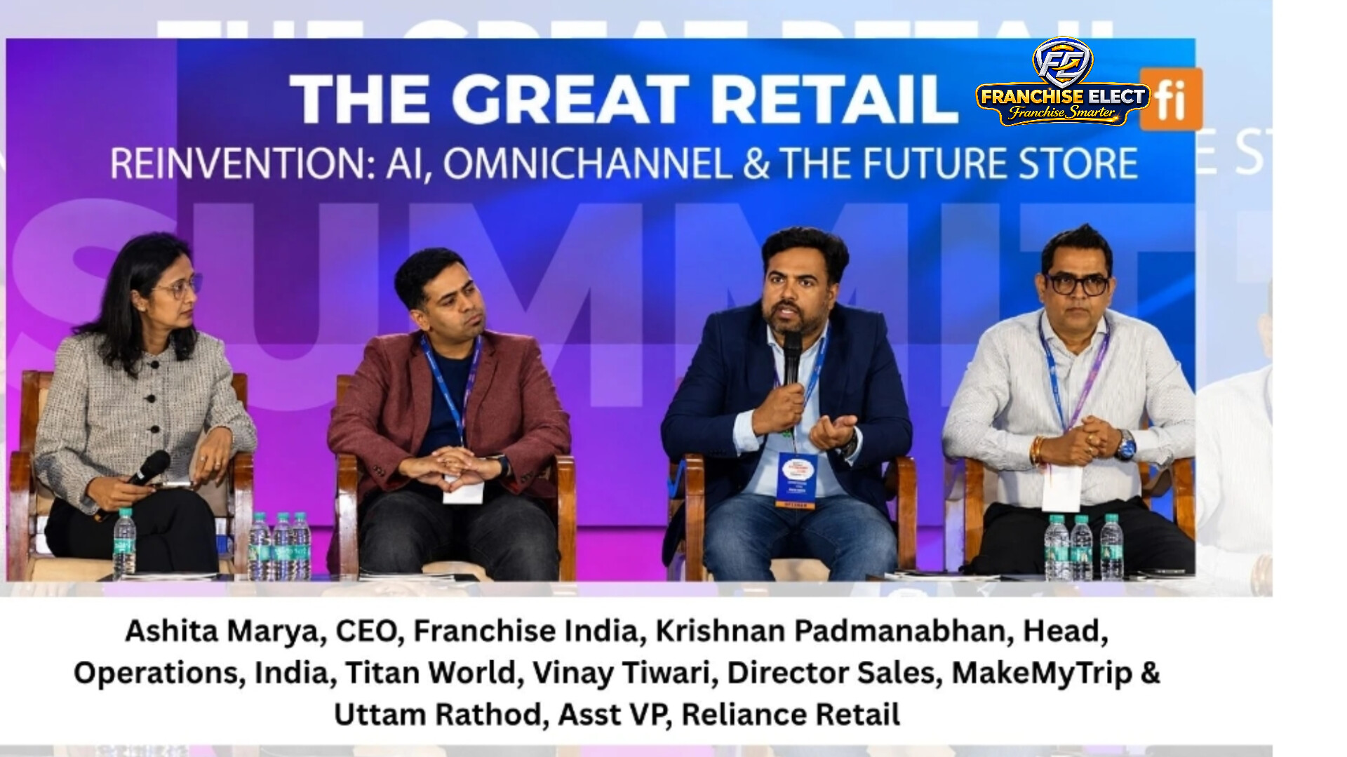 Bharat Startup Summit 2026 panel discussion on retail franchise expansion with Titan, Reliance Retail and MakeMyTrip leaders