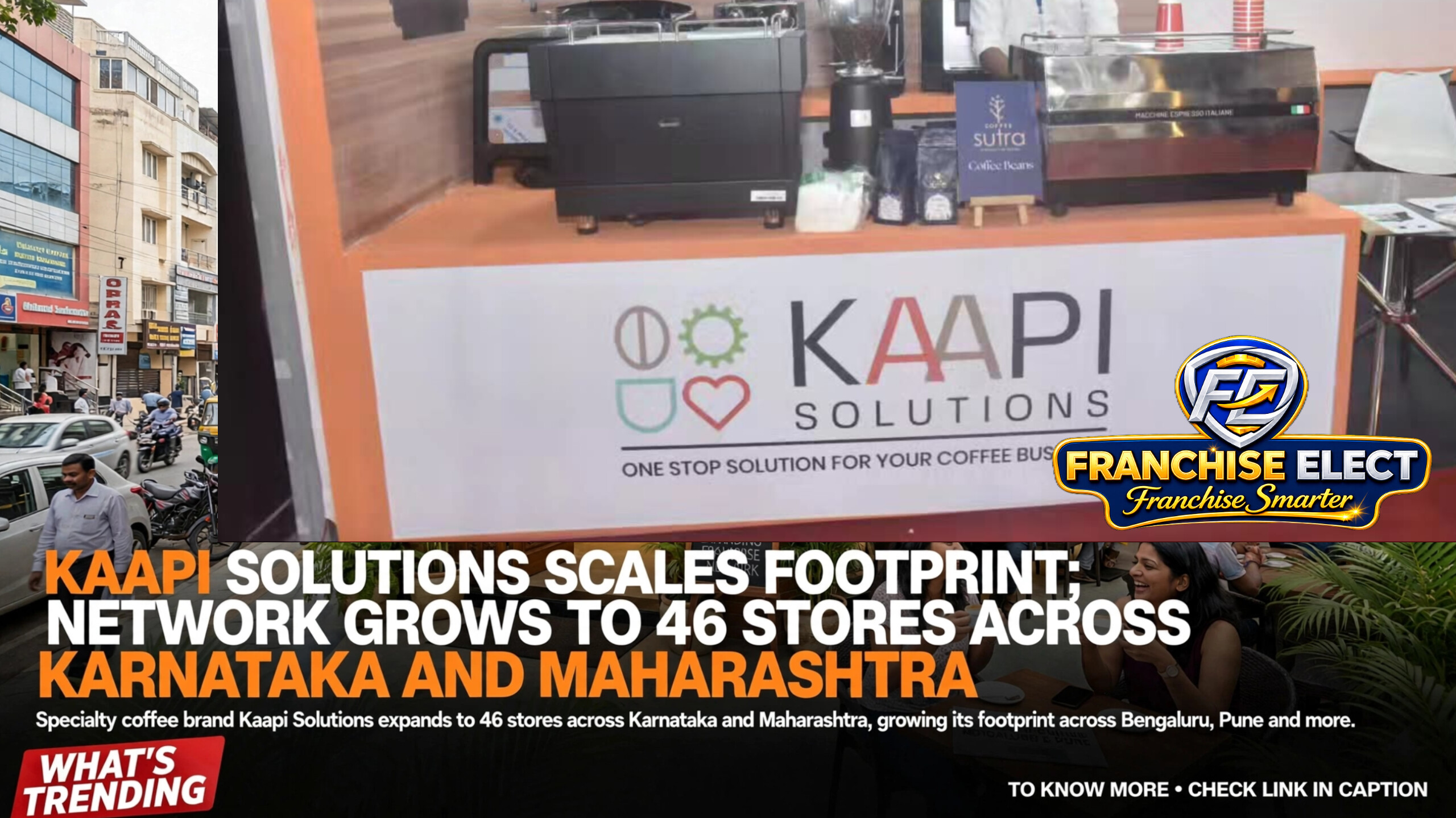 Kaapi Solutions is expanding its specialty cafe footprint by launching eight new franchise-run outlets across Bengaluru and Pune. This rollout marks a significant growth milestone, scaling the brand's total presence to 46 stores across the states of Karnataka and Maharashtra.